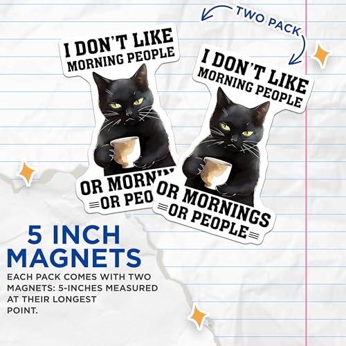 (2 Pack) Cat Lover Magnets - Black Cat - 5" On Longest Side - for Cars, Fridges, Toolboxes - Made in USA - MAG7738