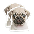 (2 Pack) Cute Pug Puppy Magnets - Dog Lover Decor - Pet Parent Refrigerator Art - 5 Inches On Longest Side - Thick Durable Magnet - Made in USA - MAG27439