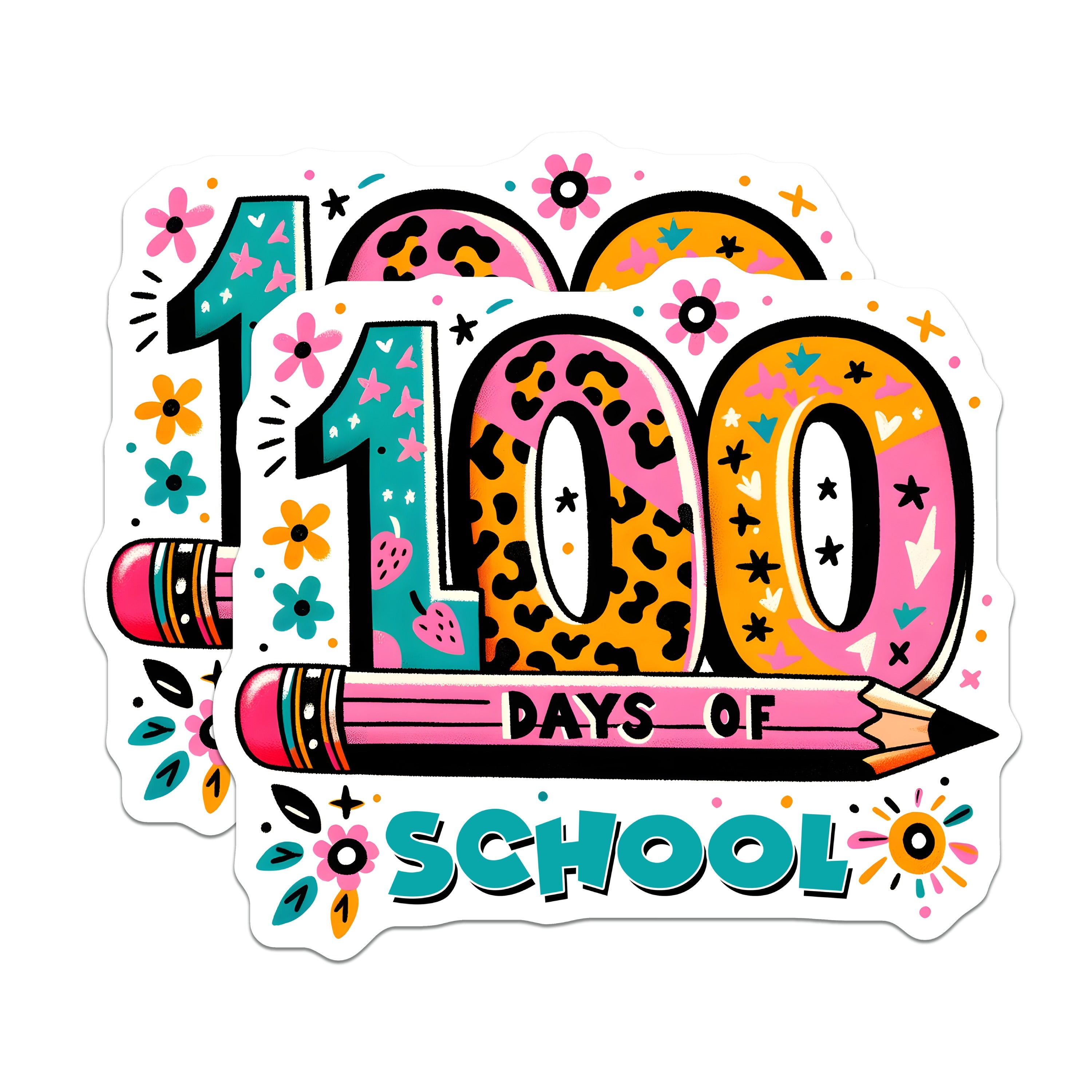 (2 Pack) 100 Days of School Magnets - Teacher Classroom Decor - Student Celebration - Back to School - Academic Milestone - 5 Inches On Longest Side - Thick Durable Magnet - Made in USA - MAG37434