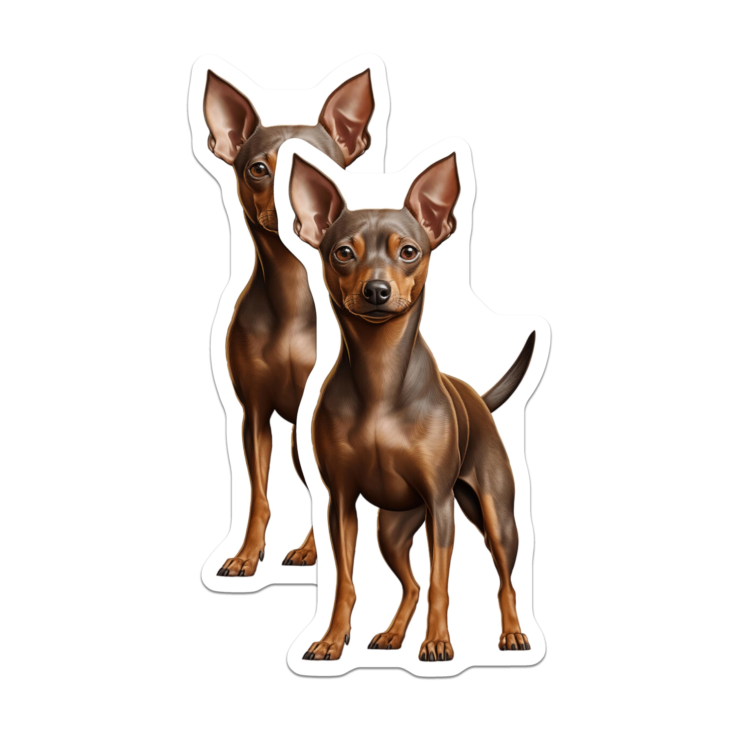 (2 Pack) Miniature Pinscher Magnets - Min Pin Dog Decor - Miniature Pinscher Lover Collectible - Small Dog Art - 5 Inches On Longest Side - Thick Durable Magnet - Made in USA - MAG24736
