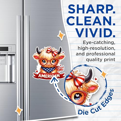 (2 Pack) American Cow Magnets - Patriotic Cow Magnets - Cute Animal Magnets for Fridge- 5" On Longest Side - for Fridges, Toolboxes, Cars - Made in USA - MAG2705