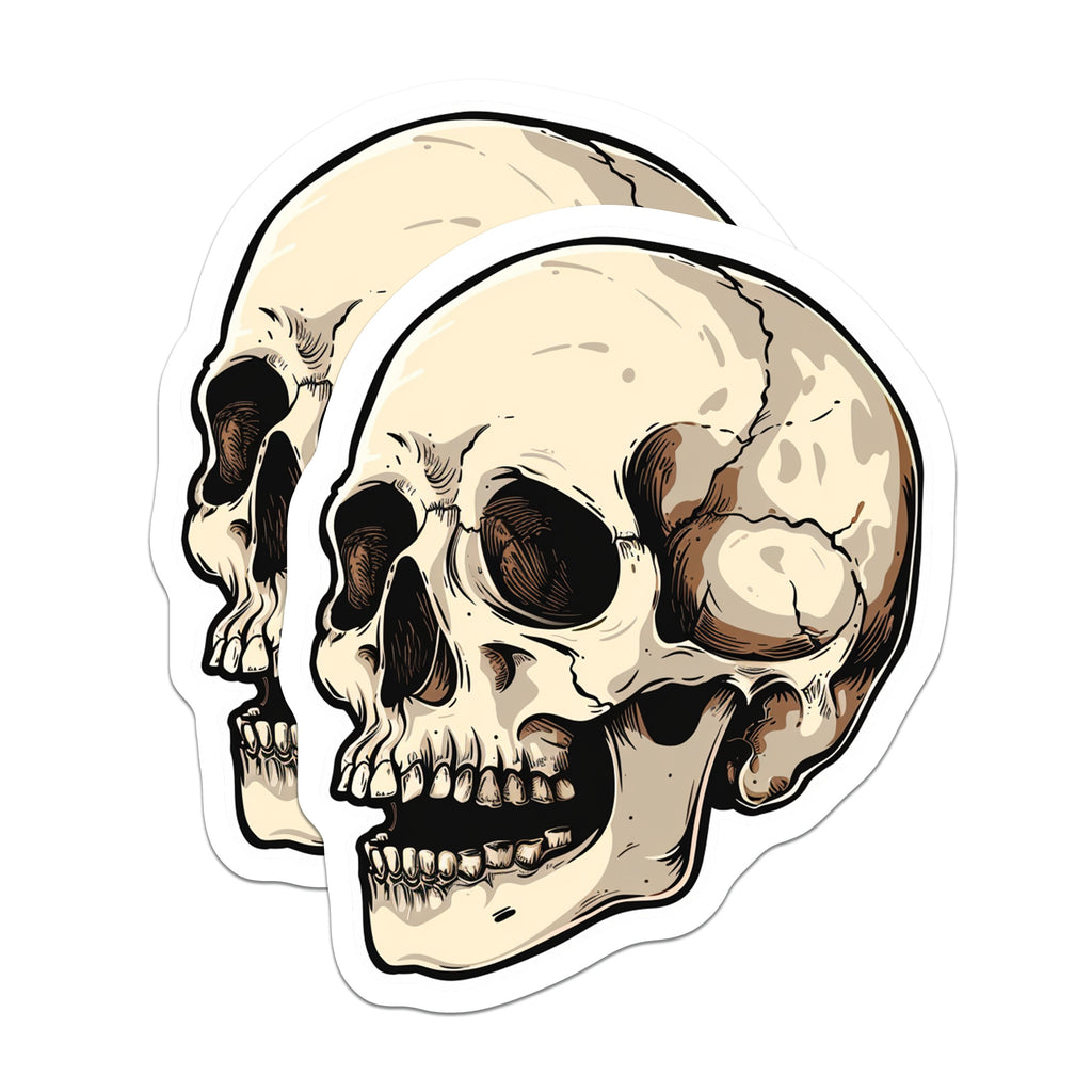 (2 Pack) Gothic Skull Magnets - Macabre Horror Decor - Tattoo Style Human Skeleton Head - Alternative Art Magnet - 5 Inches On Longest Side - Thick Durable Magnet - Made in USA - MAG36118