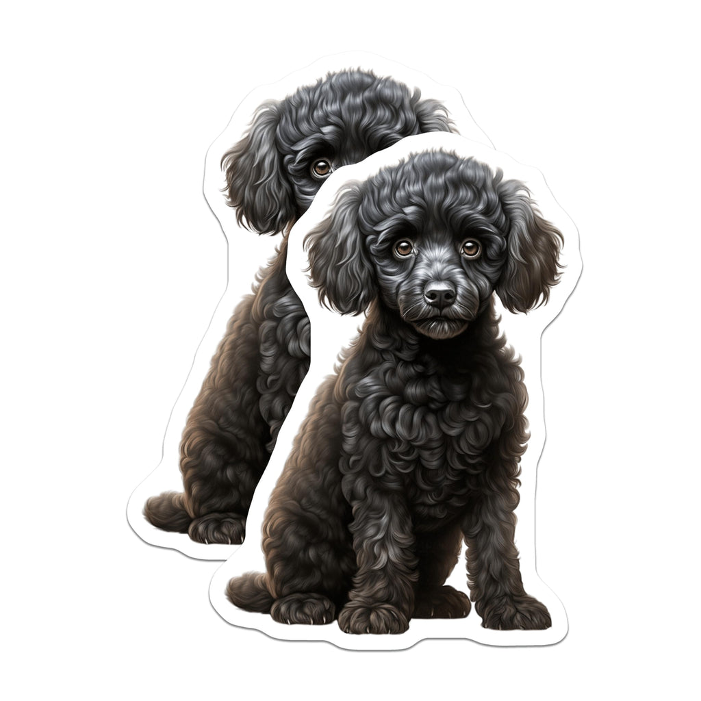 (2 Pack) Black Poodle Puppy Magnets - Adorable Dog Lover Kitchen Decor - Pet Parent Refrigerator Accessories - 5 Inches On Longest Side - Thick Durable Magnet - Made in USA - MAG30408