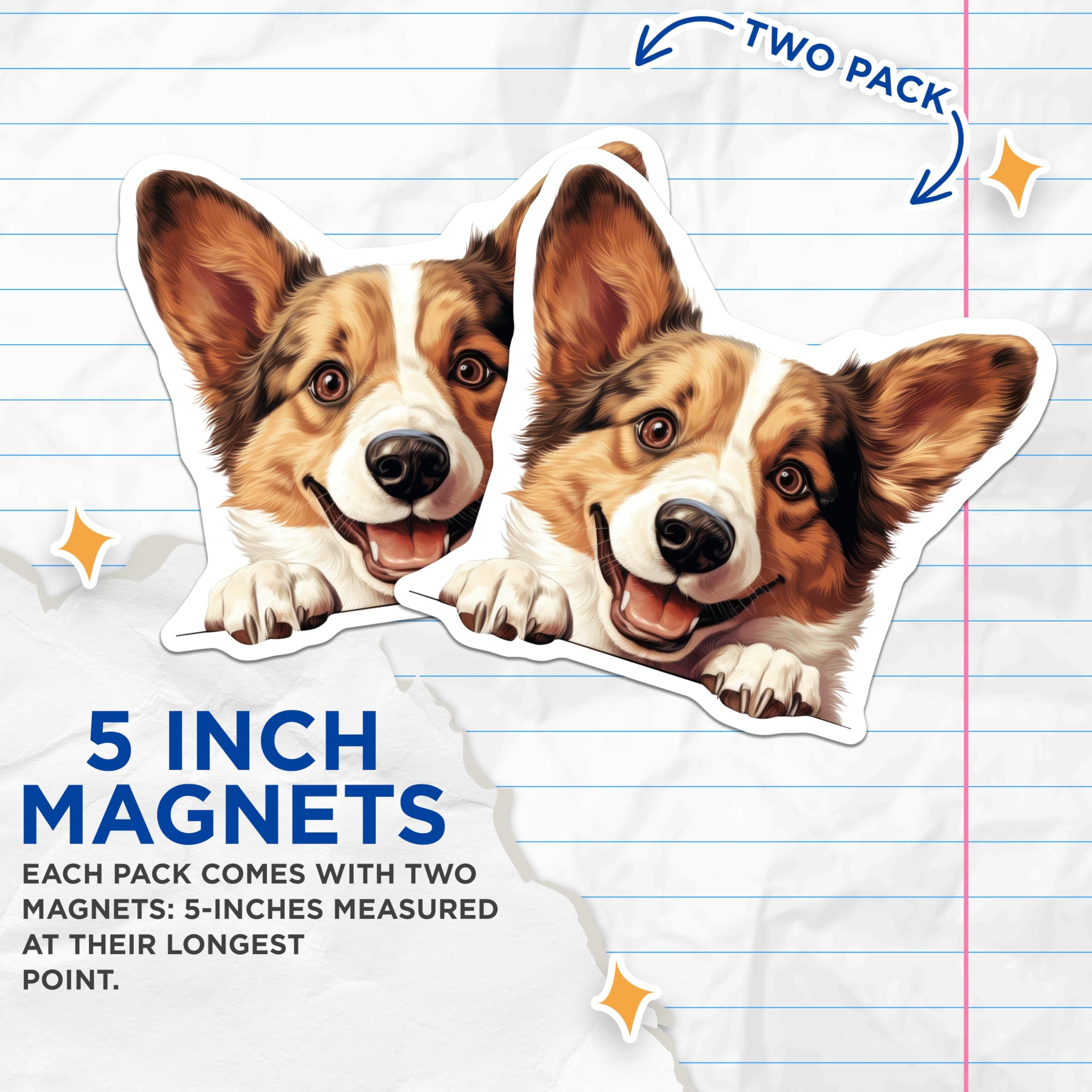 (2 Pack) Funny Corgi Lover Magnet - Pet Fridge Decor - 5" On Longest Side - Sticks to Smooth Flat Surfaces - Made in USA - MAG9925