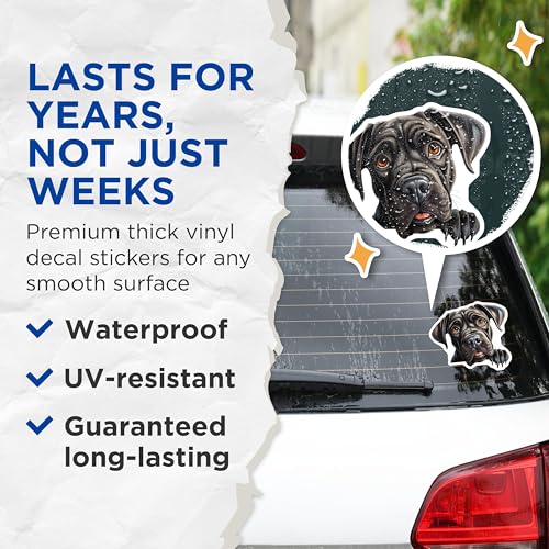 (2 Pack) Cute Dog Stickers - Puppy Sticker Decals - Dog Lover Accessories - 5" On Longest Side - Sticks to Smooth Flat Surfaces - Made in USA - BMCS9900