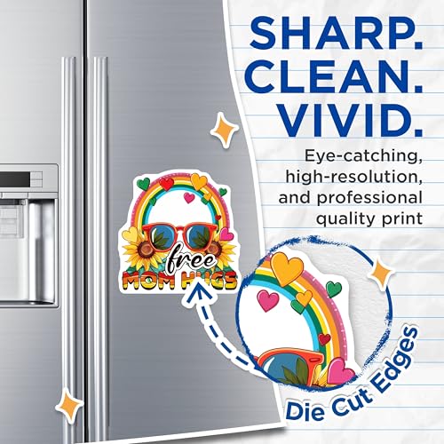 (2 Pack) Free Mom Hugs Magnets Magnets - Rainbow Design - Sunflower Hearts Decor - 5" On Longest Side - Made in USA - Sticks to Refrigerators & Metal Surfaces - MAG9198