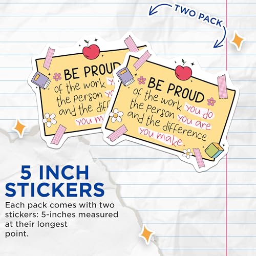(2 Pack) Motivational Quote Stickers - Inspirational Decals - Positive Message Stickers for Laptops and Journals - 5" On Longest Side - Sticks to Smooth Flat Surfaces - Made in USA - BMCS4434