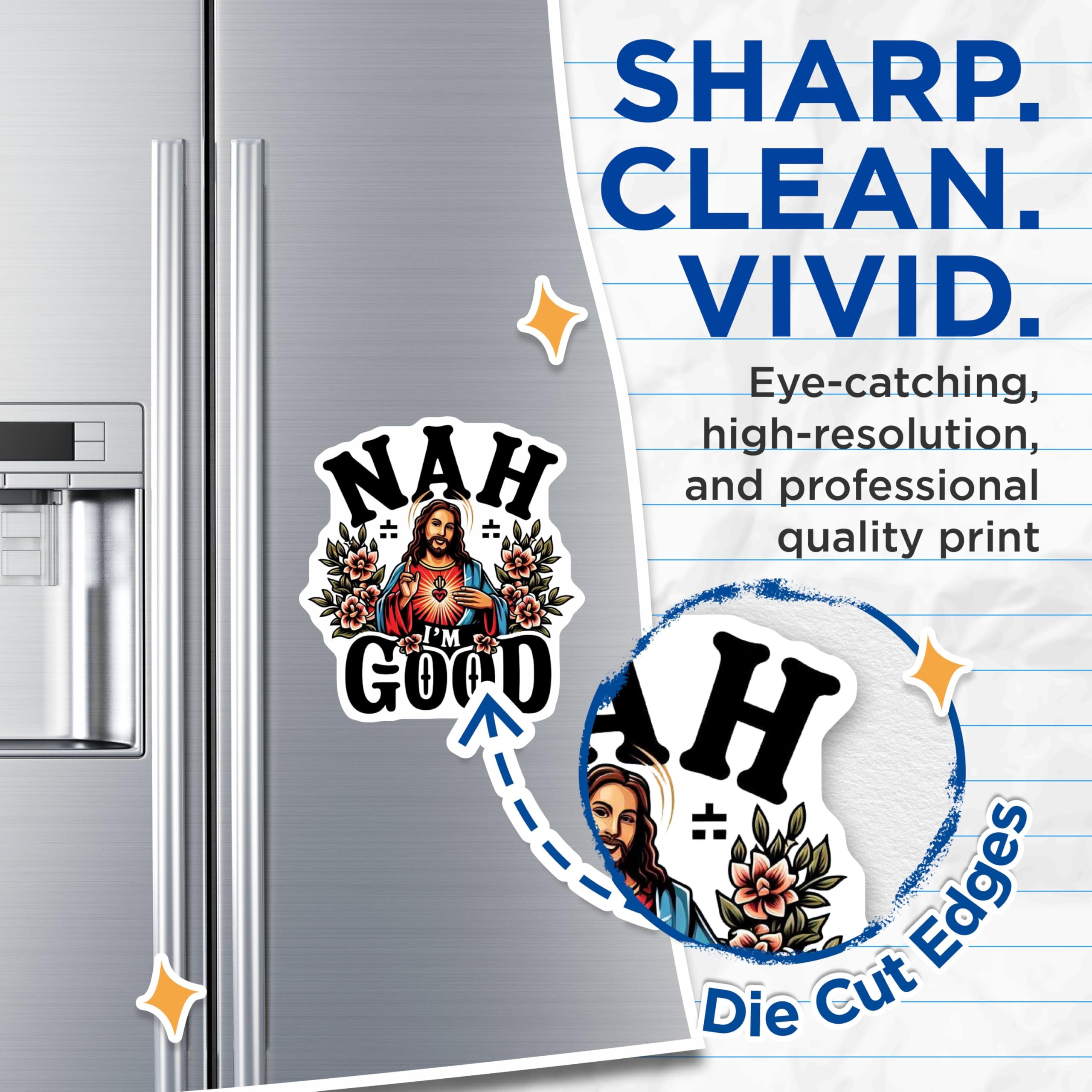 (2 Pack) Nah Im Good Magnets - Funny Jesus Meme - Religious Humor Refrigerator Magnets - 5" On Longest Side - for Cars, Fridges, Toolboxes - Made in USA - MAG4150