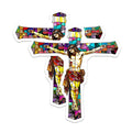 (2 Pack) Stained Glass Jesus Cross Magnets - Religious Catholic Faith Decor - Christian Easter Art Accent - 5 Inches On Longest Side - Thick Durable Magnet - Made in USA - MAG38604