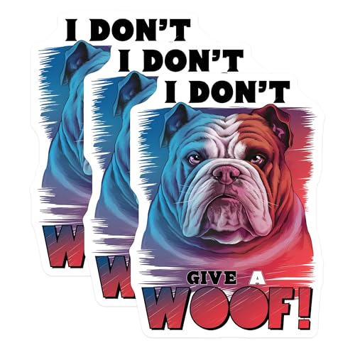 (3 Pack) Bulldog Decals - Funny Dog Decal - Laptop Decals - Sarcastic Bulldog Art - 3 Inches On Longest Side - Easy Peel & Apply - Made in USA - 3MCS7285