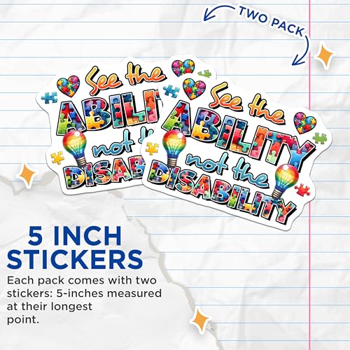 (2 Pack) Inspirational Ability Stickers - Motivational Quotes - Colorful Puzzle Design - 5" On Longest Side - Sticks to Smooth Flat Surfaces - Made in USA - BMCS8122