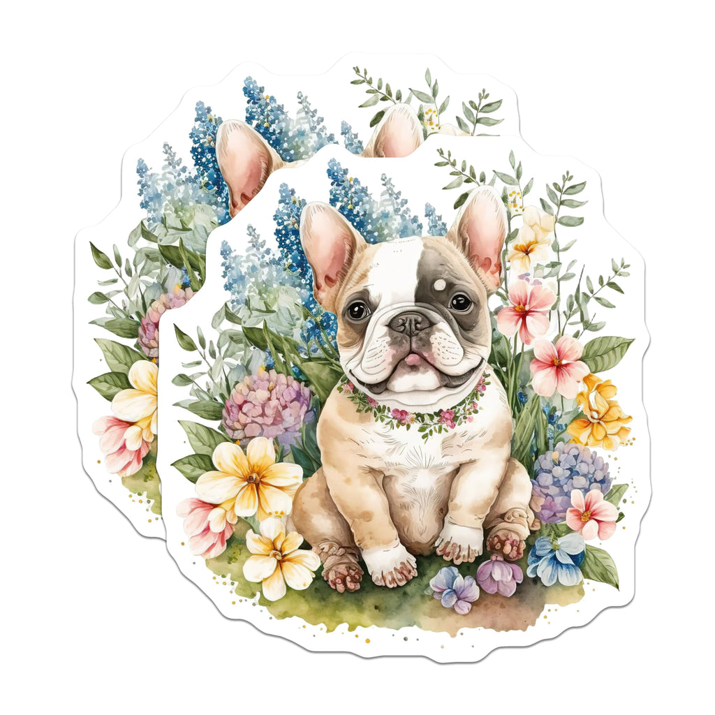 (2 Pack) French Bulldog Magnets - Floral Puppy Decor - Dog Breed Refrigerator Magnets - 5" On Longest Side - Premium Magnet - for Cars, Refrigerators, Toolboxes, Lockers - Made in USA - MAG15152