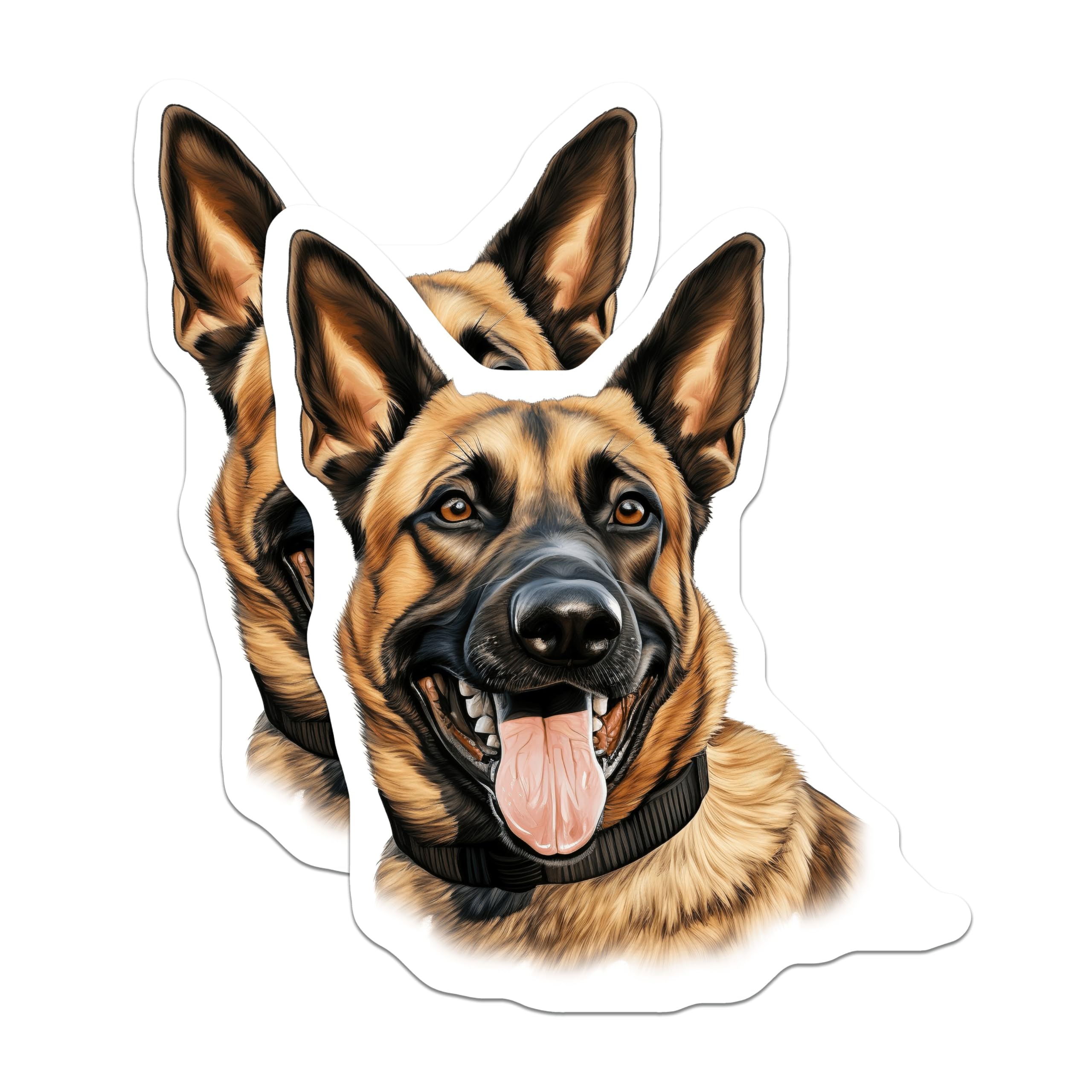 (2 Pack) German Shepherd Magnets - Smiling Dog Portrait - Pet Owner Refrigerator - 5 Inches On Longest Side - Thick Durable Magnet - Made in USA - MAG27917