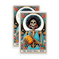 (2 Pack) Basketball Mom Stickers - Skull Art Stickers - Sports Mom Stickers - 5" On Longest Side - Sticks to Smooth Flat Surfaces - Made in USA - BMCS4764