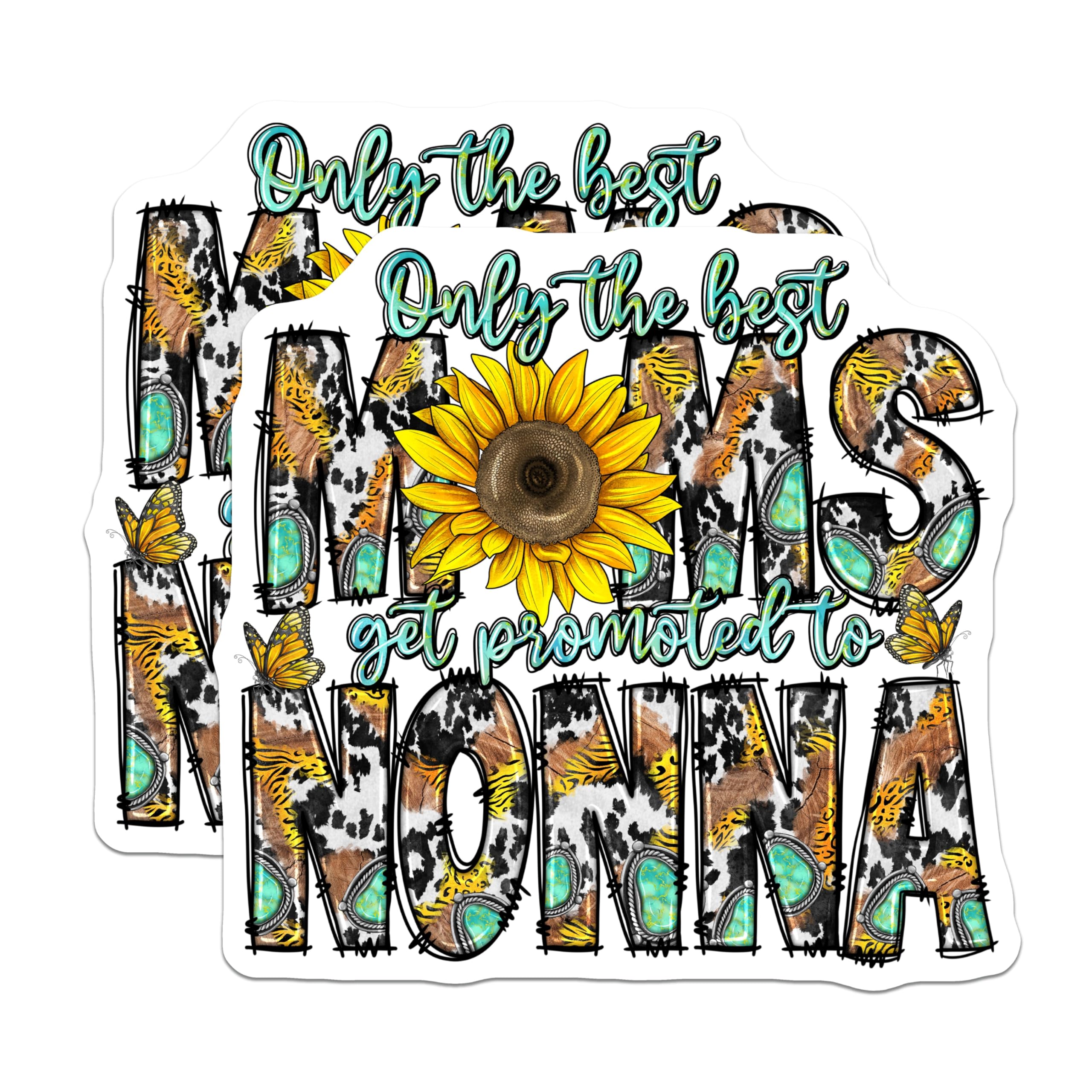 (2 Pack) New Nonna Magnets - Grandma Promotion Announcement - Western Sunflower Country Nonna - 5 Inches On Longest Side - Thick Durable Magnet - Made in USA - MAG26204