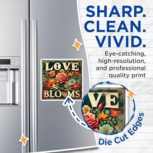 (2 Pack) Love Blooms Magnets - Inspirational Floral Art - Positive Quote Magnets for Home Decor - 5" On Longest Side - for Cars, Fridges, Toolboxes - Made in USA - MAG7101