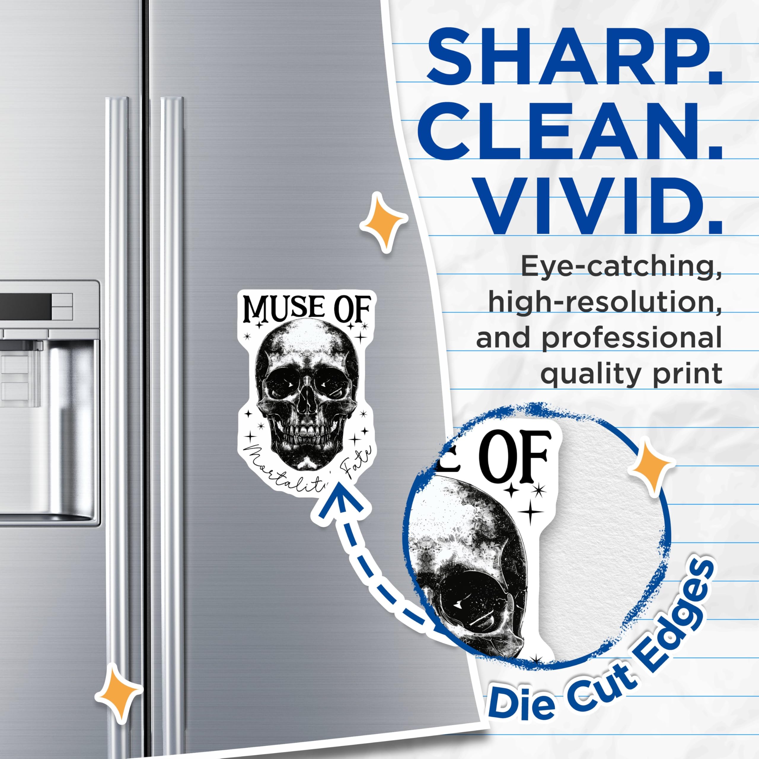 (2 Pack) Muse of Mortality's Fate Magnets - Skull Art Magnets - Gothic Decor Magnets - 5" On Longest Side - for Cars, Refrigerators, Toolboxes, Lockers - Made in USA BMCS3532