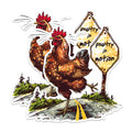 (2 Pack) Chicken Road Crossing Magnets - Funny Chicken Magnets - Poultry in Motion Magnets- 5" On Longest Side - for Fridges, Toolboxes, Cars - Made in USA - MAG2605