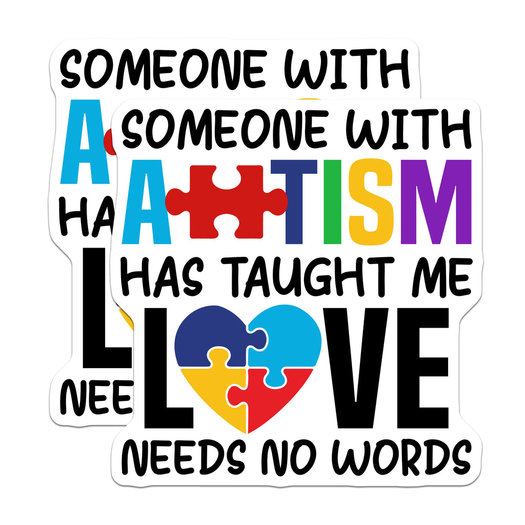 (2 Pack) Autism Awareness Magnets - Neurodiversity Support - Love Needs No Words Decor - 5 Inches On Longest Side - Thick Durable Magnet - Made in USA - MAG36363