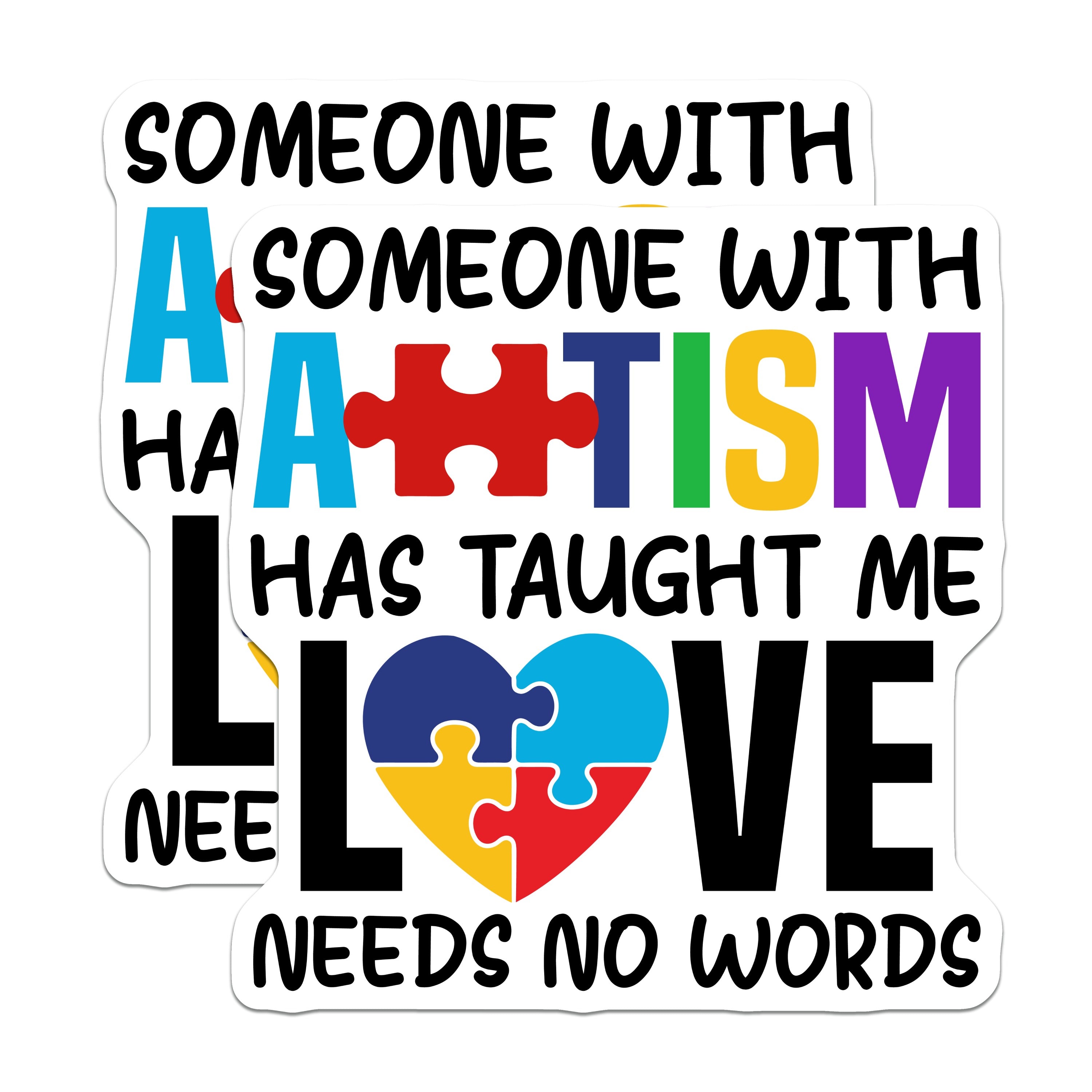 (2 Pack) Autism Awareness Magnets - Neurodiversity Support - Love Needs No Words Decor - 5 Inches On Longest Side - Thick Durable Magnet - Made in USA - MAG36363