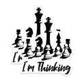 (2 Pack) I'm Thinking Chess Stickers - Funny Chess Player Stickers - Strategic Board Game Stickers - 5" On Longest Side - Sticks to Any Smooth Flat Surface - Made in USA - BMCS3191