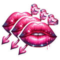 (3 Pack) Lips Decals - Heart Arrow Stickers - Kiss Laptop Decals - 3 Inches On Longest Side - Easy Peel & Apply - Made in USA - 3MCS2167