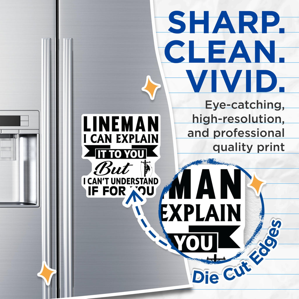 (2 Pack) Lineman Magnets - Funny Electrician Humor Quote - Power Utility Worker Appreciation Decor - Tradesman Fridge Art - 5 Inches On Longest Side - Thick Durable Magnet - Made in USA - MAG22127