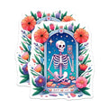 (2 Pack) Skeleton Tarot Stickers - Flower Skeleton Stickers - Starry Night Skeleton Sticker - 5" On Longest Side - Sticks to Smooth Flat Surfaces - Made in USA - BMCS9406