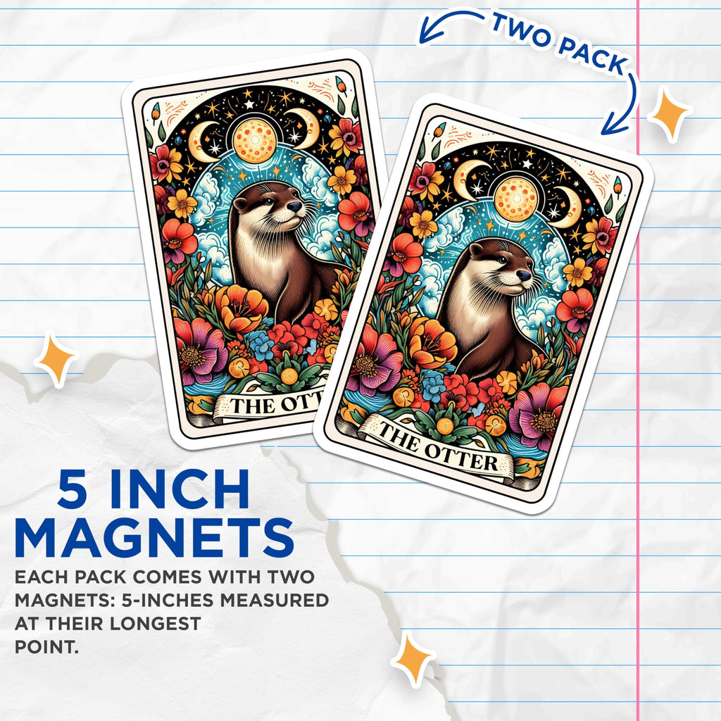 (2 Pack) Animal Art Magnets - Otter Illustrated Magnet - Nature Inspired Magnets for Home and Office - 5" On Longest Side - for Cars, Fridges, Toolboxes - Made in USA - MAG4477