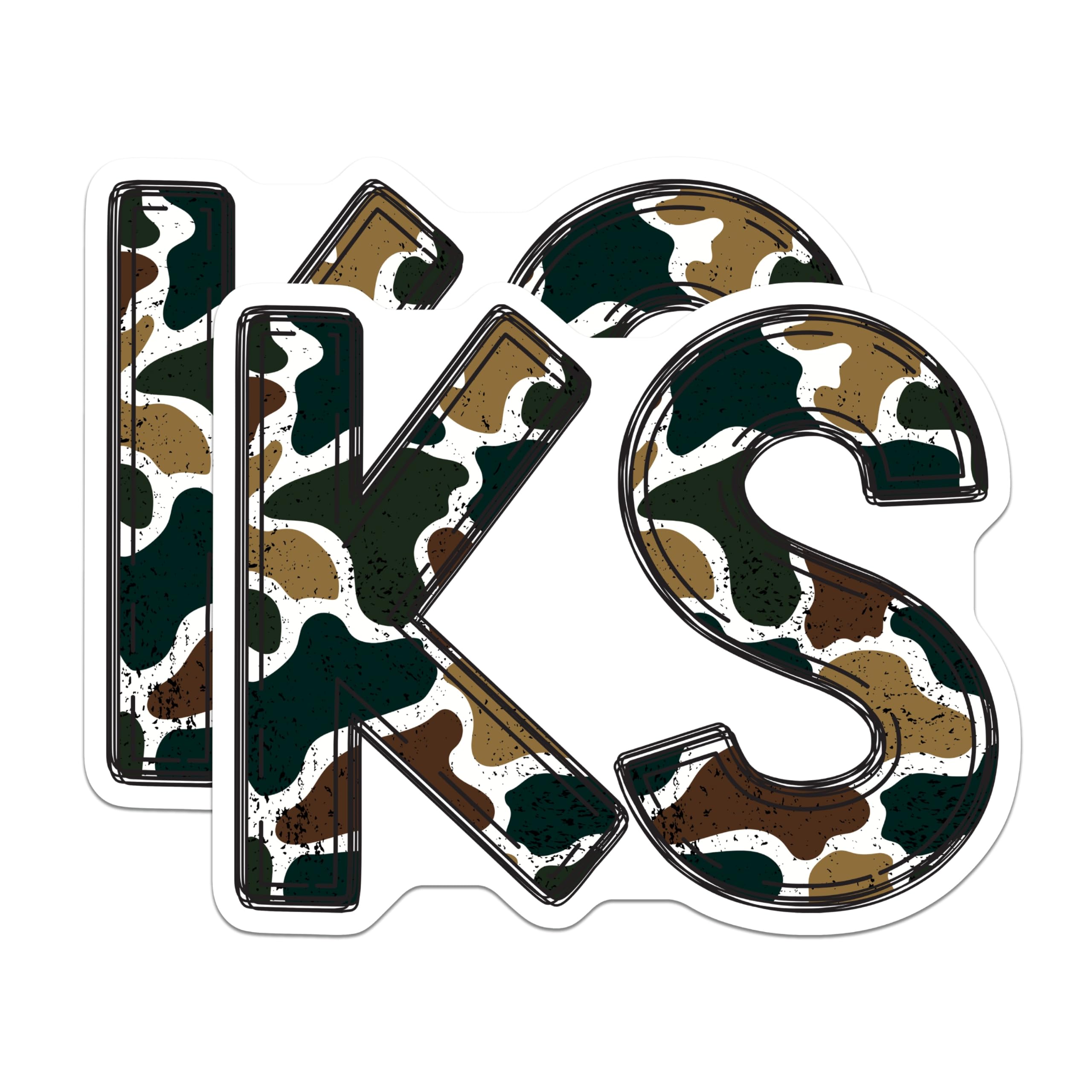 (2 Pack) Camouflage KS Initials Magnets - Military Style Refrigerator Decor - Personalized KS Letter Magnet Pair - 5 Inches On Longest Side - Thick Durable Magnet - Made in USA - MAG22735