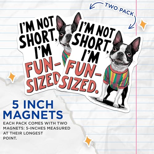 (2 Pack) I'm Not Short I'm Fun-Sized Magnets Magnets - 5" On Longest Side - Made in USA - Sticks to Refrigerators & Metal Surfaces - MAG8518