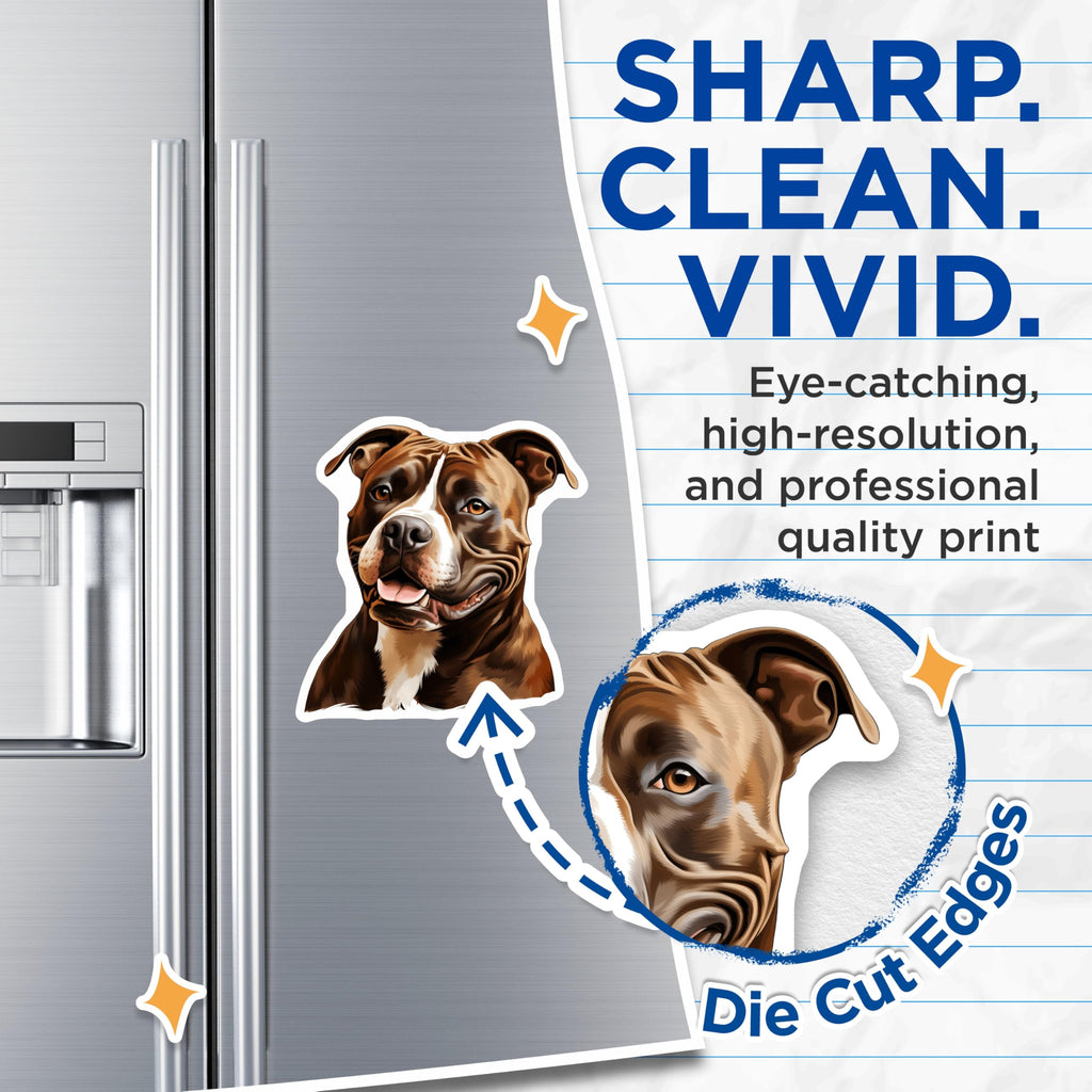 (2 Pack) Pitbull Magnets - Amstaff Dog Art - Pet Lover Decor for Dog Owners - 5 Inches On Longest Side - Thick Durable Magnet - Made in USA - MAG28723