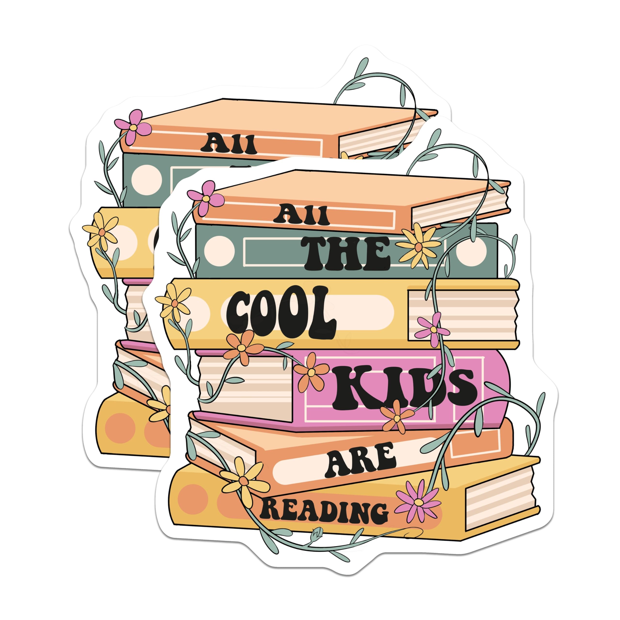(2 Pack) Cool Kids Reading Magnets - Book Stack Decor - Librarian Teacher Magnets - 5" On Longest Side - Premium Magnet - for Cars, Refrigerators, Toolboxes, Lockers - Made in USA - MAG18833