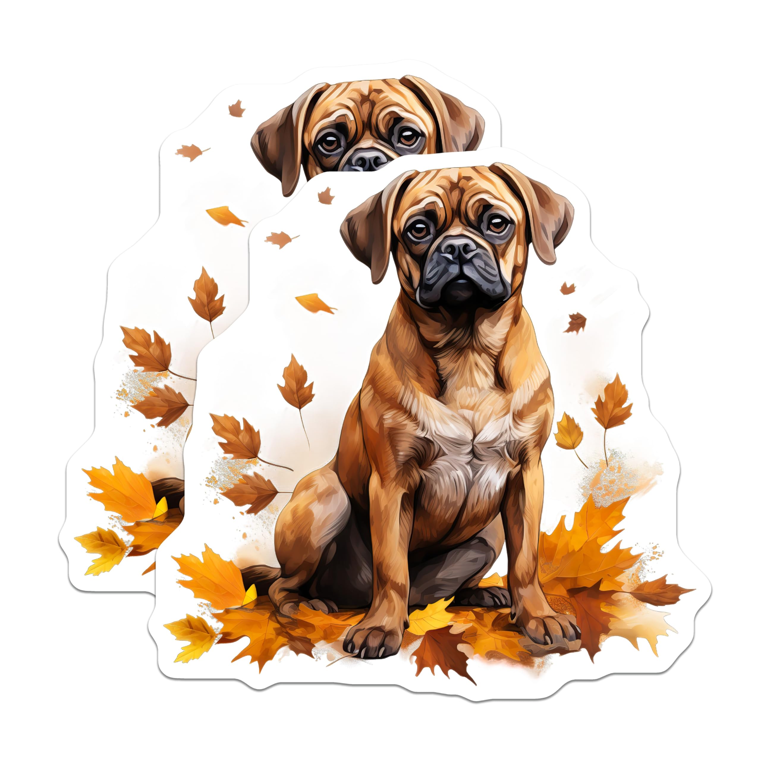 (2 Pack) Puggle Dog Magnets - Cute Fawn Puggle Fall Decor - Autumn Pet Lover Refrigerator Magnet - 5 Inches On Longest Side - Thick Durable Magnet - Made in USA - MAG29054