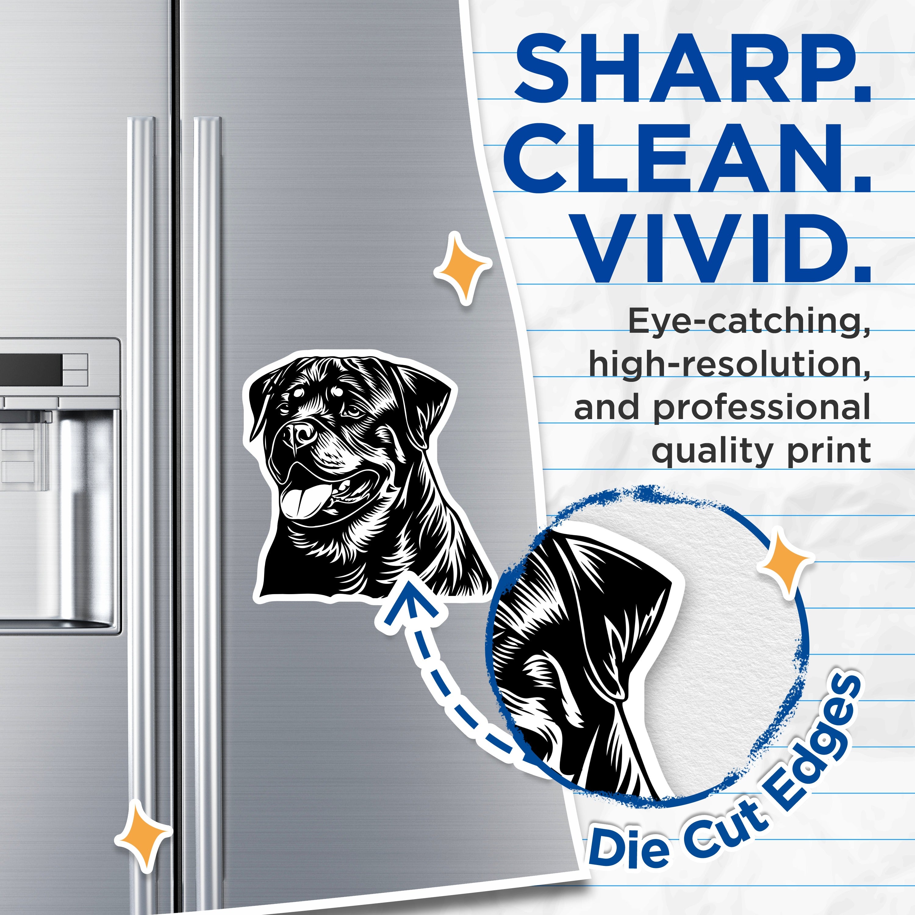 (2 Pack) Rottweiler Magnets - Dog Breed Fridge Decor - Pet Lover Locker Accessories - Canine Artwork Display - 5 Inches On Longest Side - Thick Durable Magnet - Made in USA - MAG39775