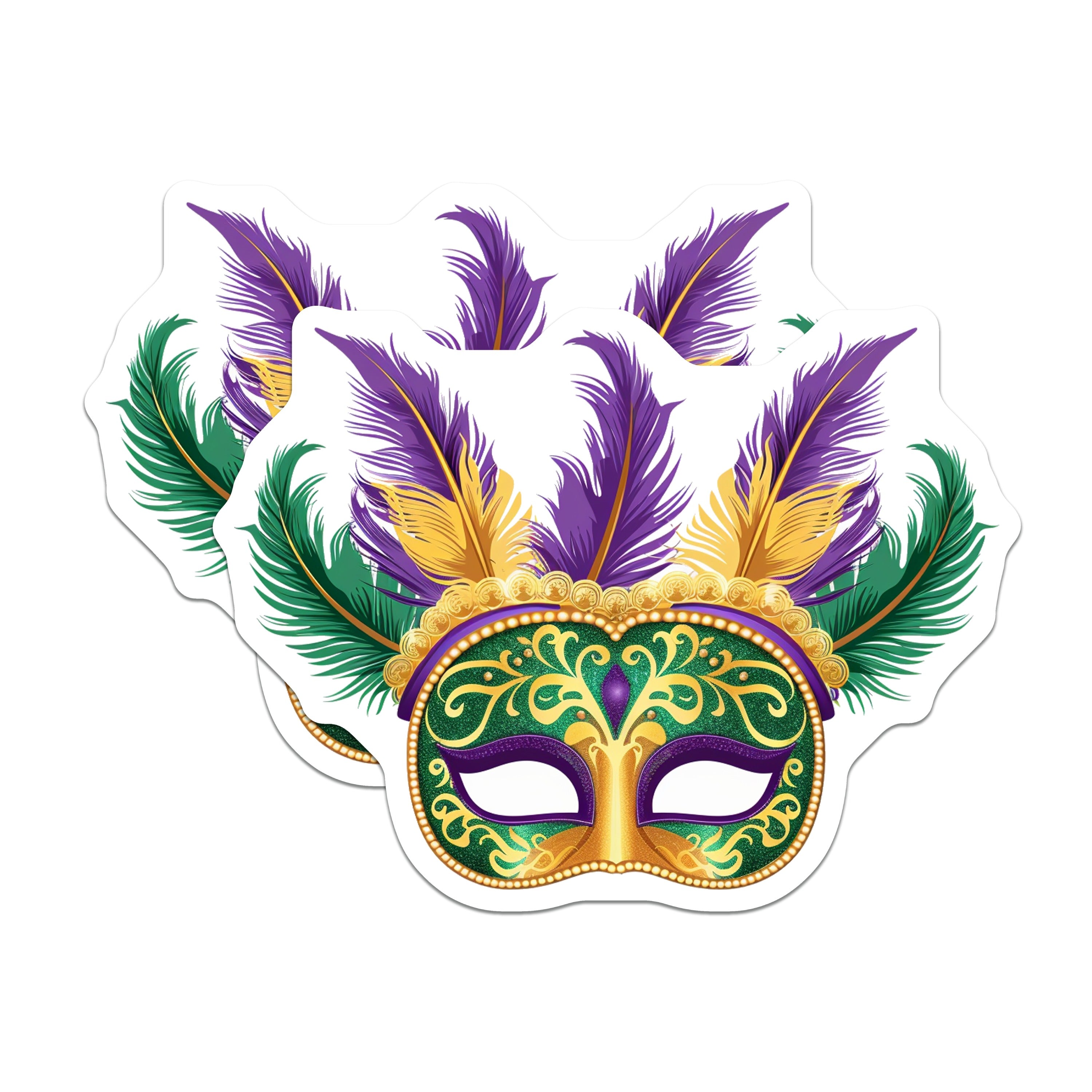 (2 Pack) Mardi Gras Magnets - Masquerade Mask Decor - New Orleans Souvenir - Carnival Party Accessory - 5 Inches On Longest Side - Thick Durable Magnet - Made in USA - MAG36980