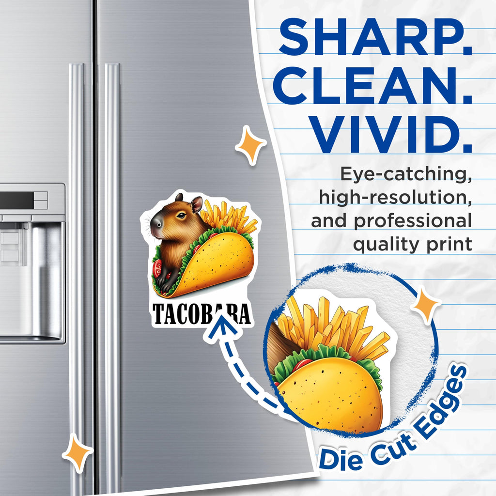 (2 Pack) Tacobara Magnets - Fun Capybara Taco Art Magnets - Cute Animal Fridge Magnets - 5" On Longest Side - for Cars, Fridges, Toolboxes - Made in USA - MAG3748