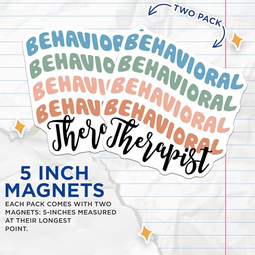 (2 Pack) Behavioral Therapist Magnets - Motivational Therapy Magnets - Behavioral Health Decor Magnets - 5" On Longest Side - for Cars, Refrigerators, Toolboxes, Lockers - Made in USA BMCS3180
