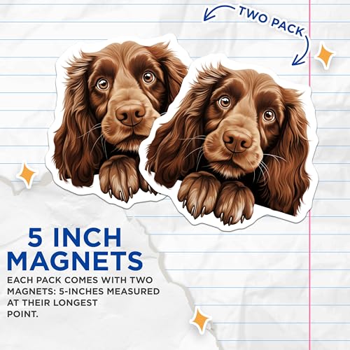 (2 Pack) Illustrated Dog Magnet - Animal Lover Artwork - 5" On Longest Side - Sticks to Smooth Flat Surfaces - Made in USA - MAG10033