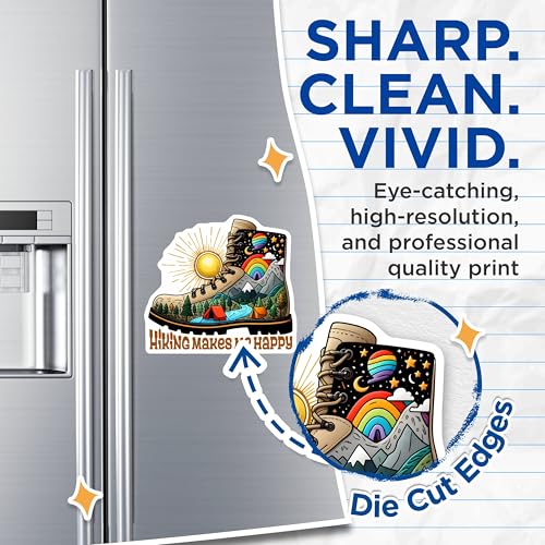 (2 Pack) Hiking Makes Me Happy Magnets - Outdoor Lover Magnets - Adventure Enthusiast Magnets - 5" On Longest Side - for Cars, Refrigerators, Toolboxes, Lockers - Made in USA BMCS3261