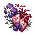 (2 Pack) Anatomical Heart Brain Art Magnets - Purple Iris Floral Decor - Science Nature Symbiosis Collectibles - 5 Inches On Longest Side - Thick Durable Magnet - Made in USA - MAG19610