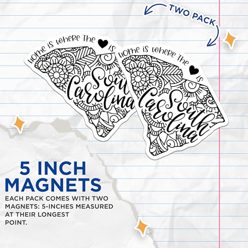 (2 Pack) South Carolina Magnets Magnets - Home is Where The Heart is - State Pride DÃƒÂ©cor - 5" On Longest Side - Made in USA - Sticks to Refrigerators & Metal Surfaces - MAG9091
