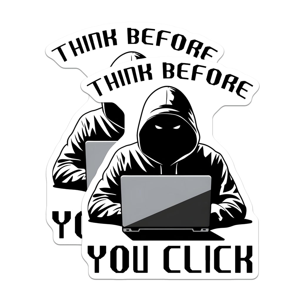 (2 Pack) Think Before You Click Magnets - Hacker - Cybersecurity Decoration - 5" On Longest Side - for Cars, Fridges, Toolboxes - Made in USA - MAG7431