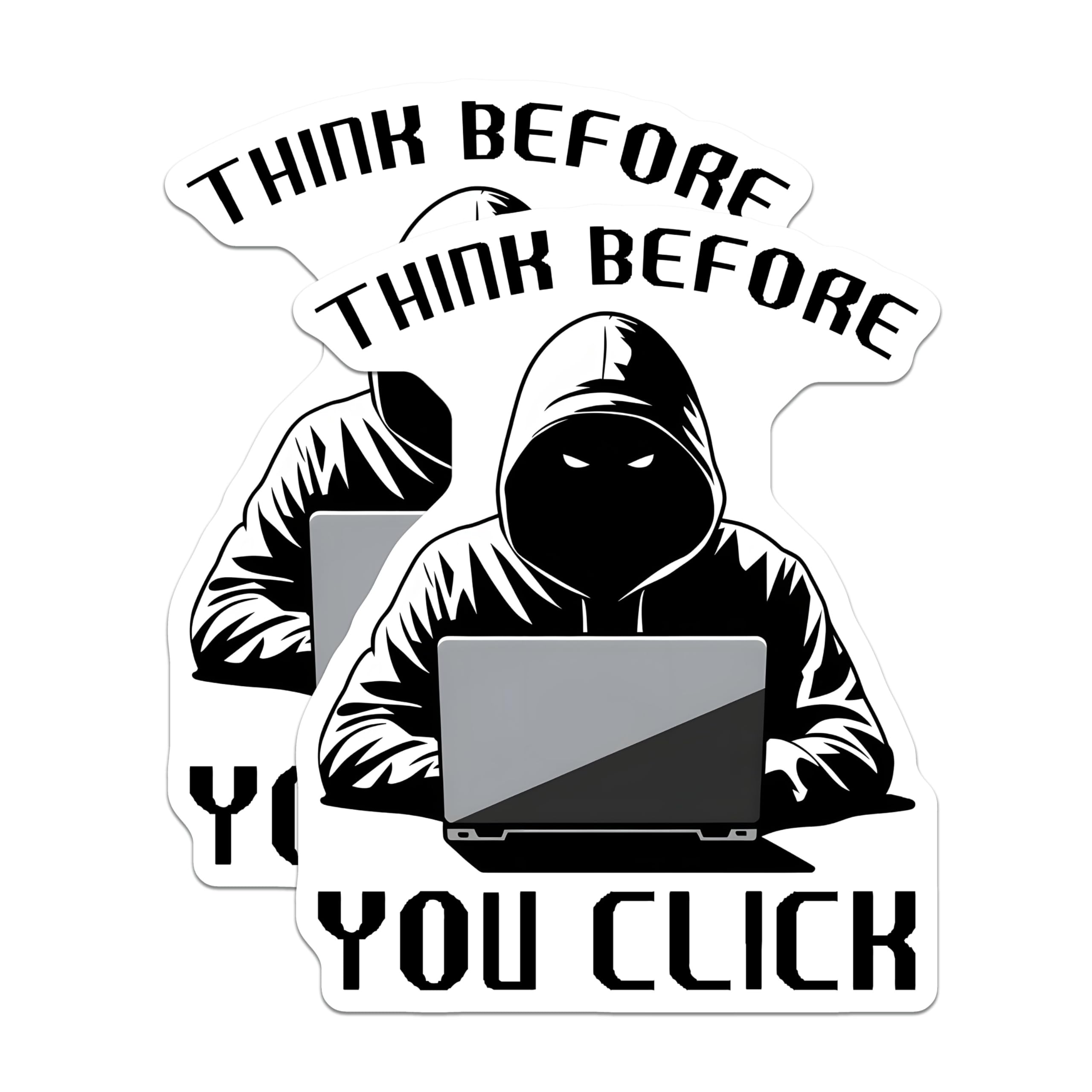 (2 Pack) Think Before You Click Magnets - Hacker - Cybersecurity Decoration - 5" On Longest Side - for Cars, Fridges, Toolboxes - Made in USA - MAG7431