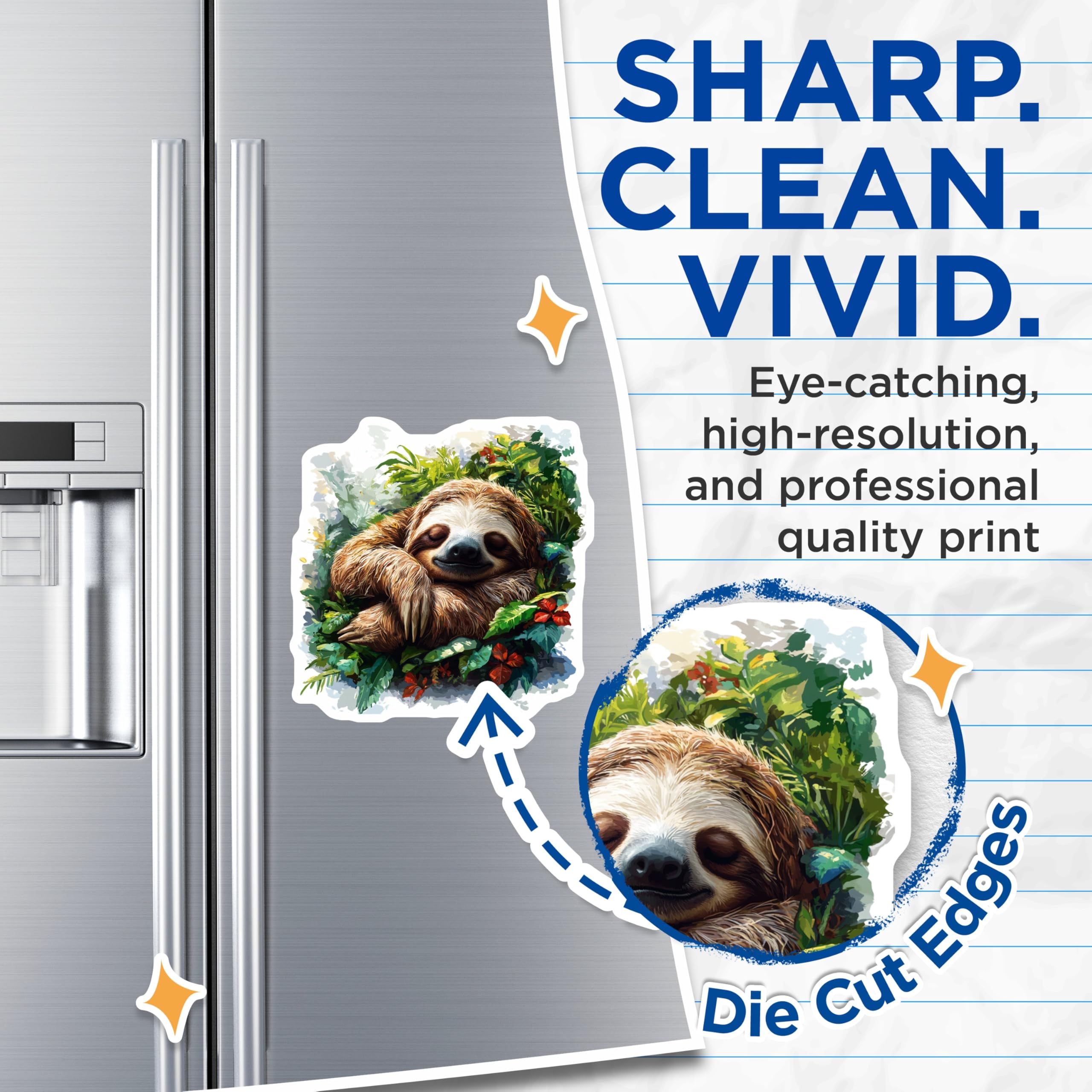 (2 Pack) Sleeping Sloth Magnets - Tropical Animal Decor - Cute Fridge Magnets - 5 Inches On Longest Side - Thick Durable Magnet - Made in USA - MAG30981