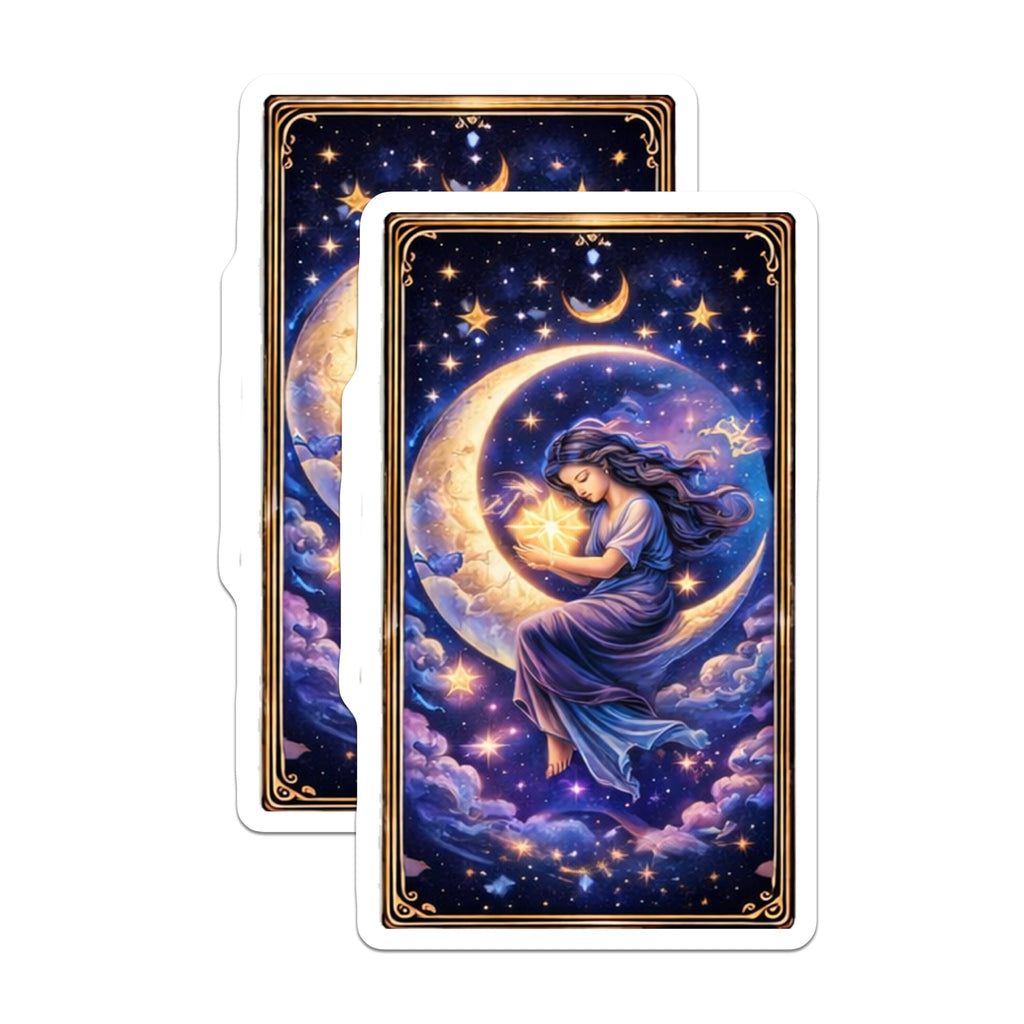 (2 Pack) Celestial Woman Magnets - Moon and Star Art - Cosmic Home Decor - 5" On Longest Side - Premium Magnet - for Cars, Refrigerators, Toolboxes, Lockers - Made in USA - MAG15491