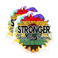 (2 Pack) Stronger Than The Storm Stickers - Motivational Quote Sticker - Inspirational Sunflower Art - 5" On Longest Side - Sticks to Smooth Flat Surfaces - Made in USA - BMCS5686