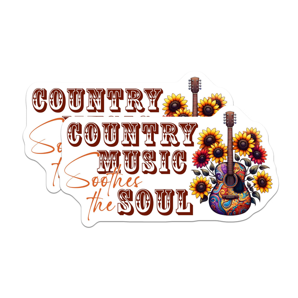 (2 Pack) Country Music Magnets - Guitar Sunflower Magnet - Soothes The Soul Magnet - 5" On Longest Side - Premium Magnet - for Cars, Refrigerators, Toolboxes, Lockers - Made in USA - MAG15424