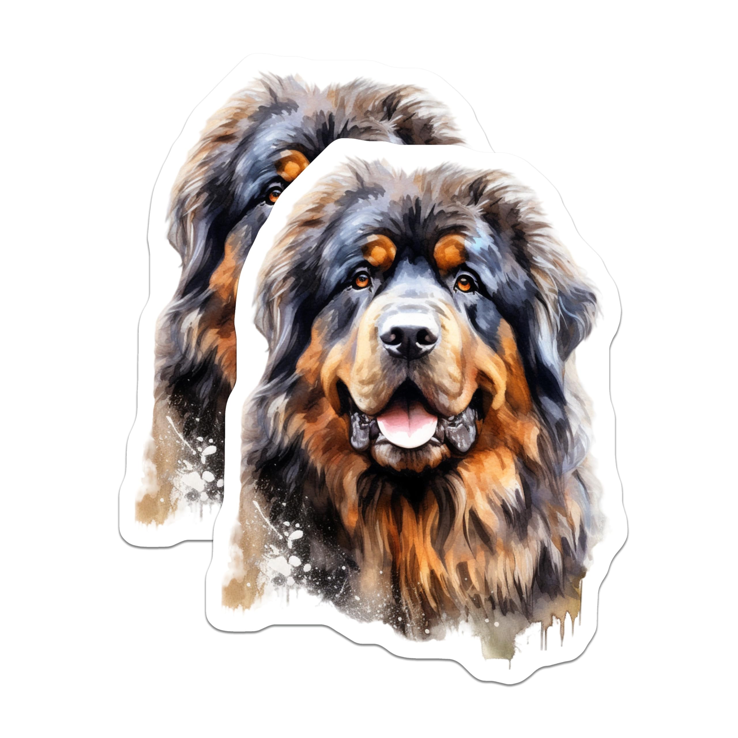 (2 Pack) Tibetan Mastiff Magnets - Watercolor Dog Art - Pet Lover Decor - 5 Inches On Longest Side - Thick Durable Magnet - Made in USA - MAG24300