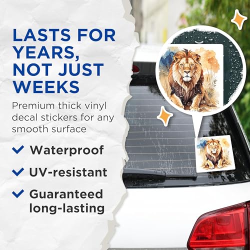 (2 Pack) Lion Stickers - 5" On Longest Side - Sticks to Smooth Flat Surfaces - Made in USA - BMCS8695 - BMCS8695